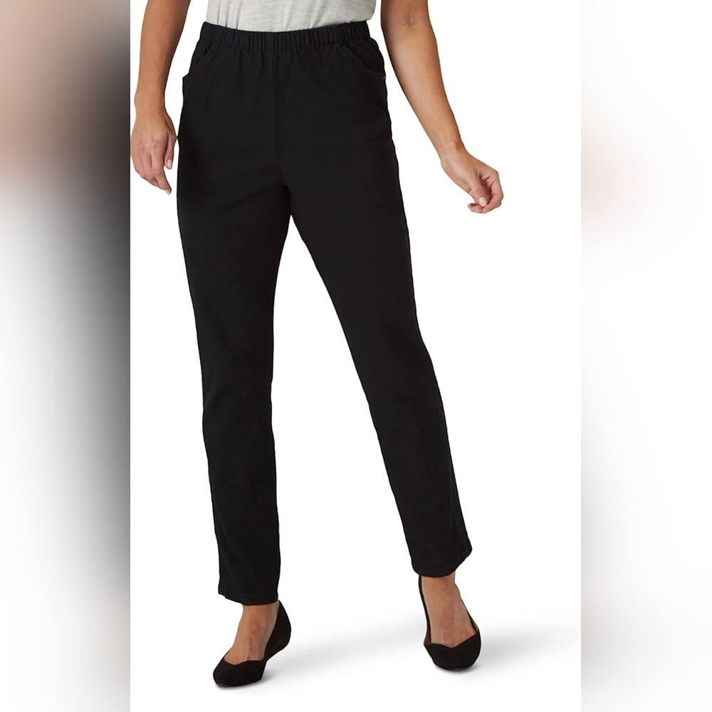 Women's Stretch Elastic Waist Pull-On Black Pants Size 16P